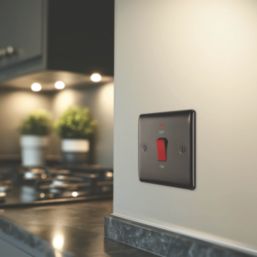 British General Nexus Metal 45A 1-Gang DP Cooker Switch Black Nickel with LED