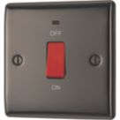 British General Nexus Metal 45A 1-Gang DP Cooker Switch Black Nickel with LED