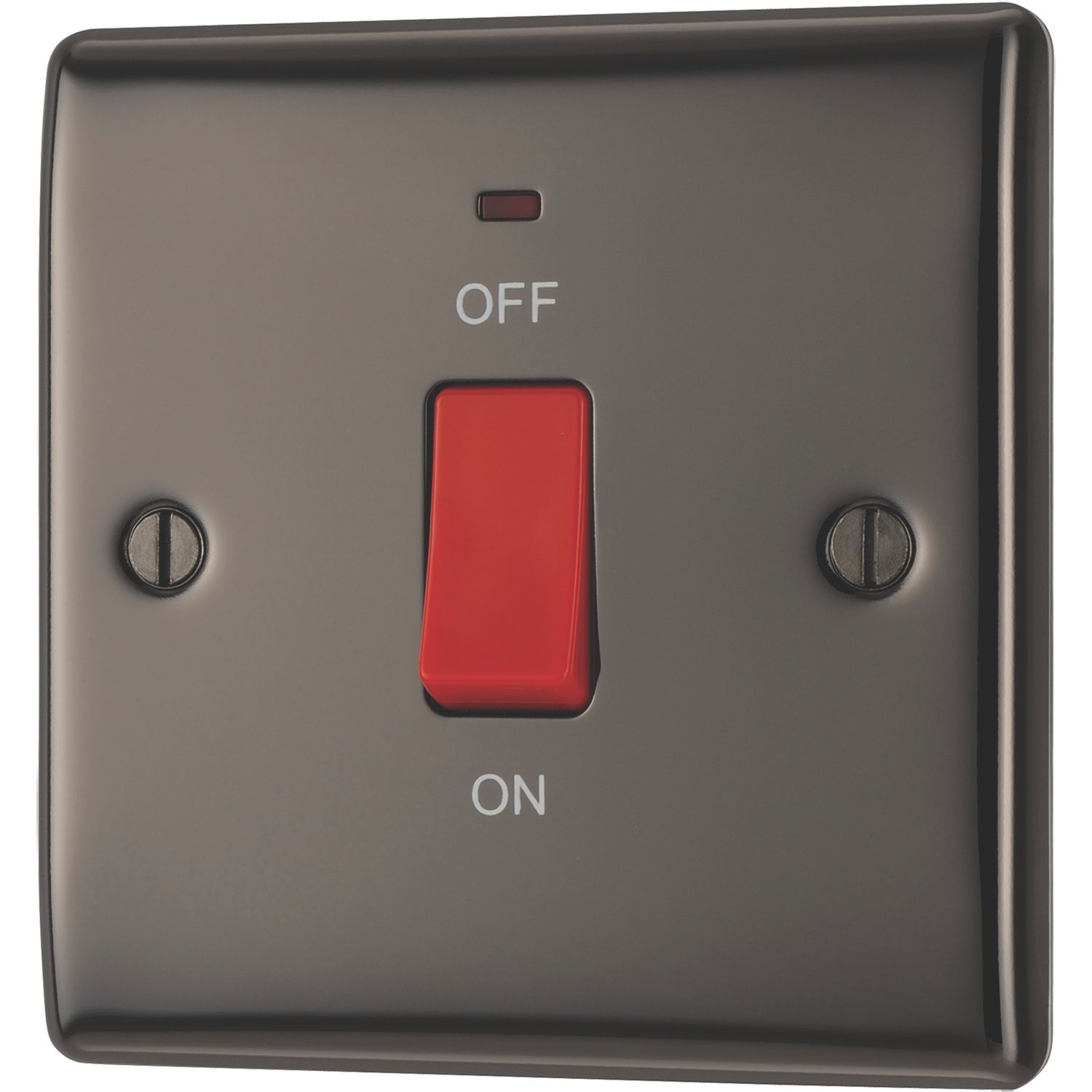 British General Nexus Metal 45A 1-Gang DP Cooker Switch Black Nickel with LED (36245)