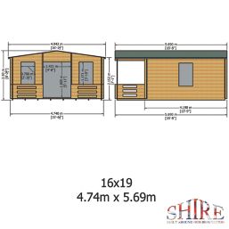 Shire Lydord 4 15' 6" x 18' 6" (Nominal) Apex Timber Log Cabin with Assembly