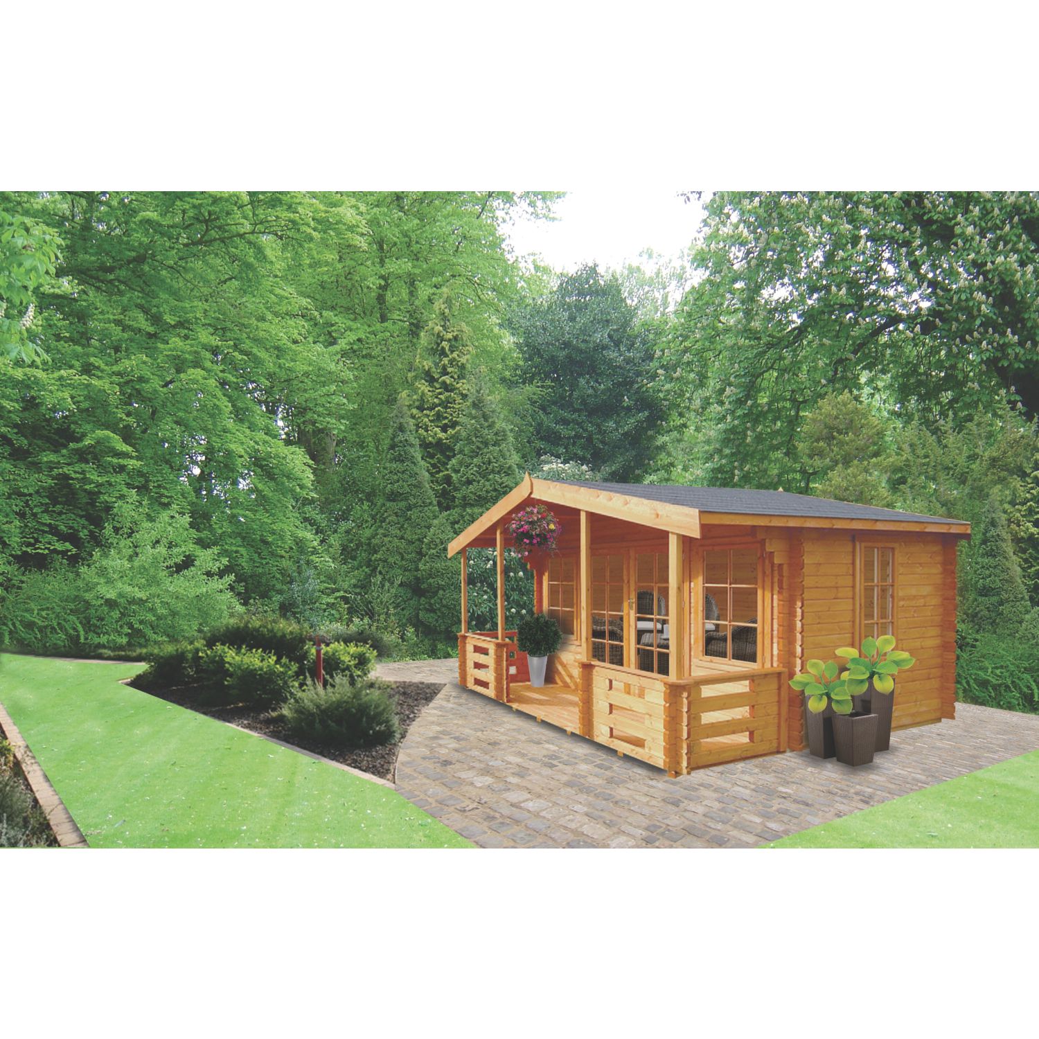 Shire Lydord 4 15' 6" x 18' 6" (Nominal) Apex Timber Log Cabin with Assembly (36272)