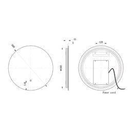 Indiana Round Bathroom LED Mirror Round With 2020lm LED Light 500mm x 500mm