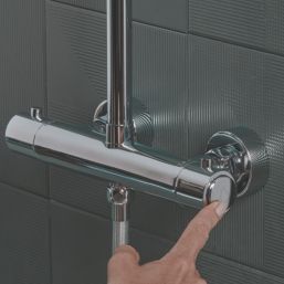 Meda Rear-Fed Exposed Chrome Thermostatic Push Button Mixer Shower