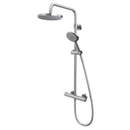 Meda Rear-Fed Exposed Chrome Thermostatic Push Button Mixer Shower