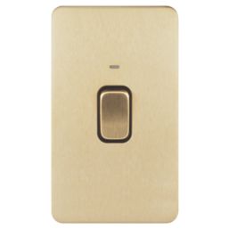 Schneider Electric Lisse Deco 50A 2-Gang DP Cooker Switch Satin Brass with LED with Black Inserts