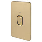 Schneider Electric Lisse Deco 50A 2-Gang DP Cooker Switch Satin Brass with LED with Black Inserts