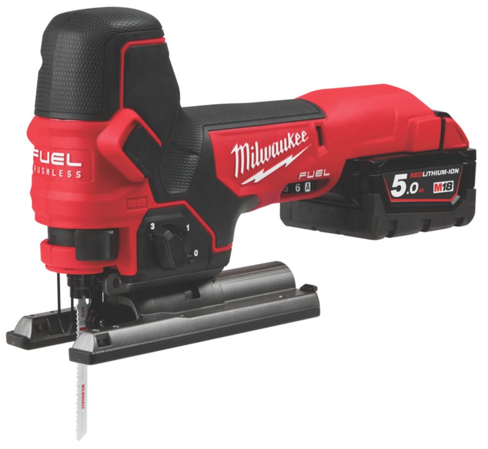 Milwaukee M18 FBJS 502X FUEL 18V 2 x 5.0Ah Li Ion RedLithium Brushless Cordless Body Grip Jigsaw Screwfix