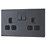 LAP Power Socket 13A 2-Gang DP Switched Power Socket Slate Grey  with Black Inserts 5 Pack