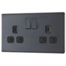 LAP  13A 2-Gang DP Switched Power Socket Slate Grey  with Black Inserts 5 Pack