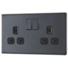 LAP Power Socket 13A 2-Gang DP Switched Power Socket Slate Grey  with Black Inserts 5 Pack