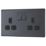 LAP  13A 2-Gang DP Switched Power Sockets Slate Grey  with Black Inserts 5 Pack