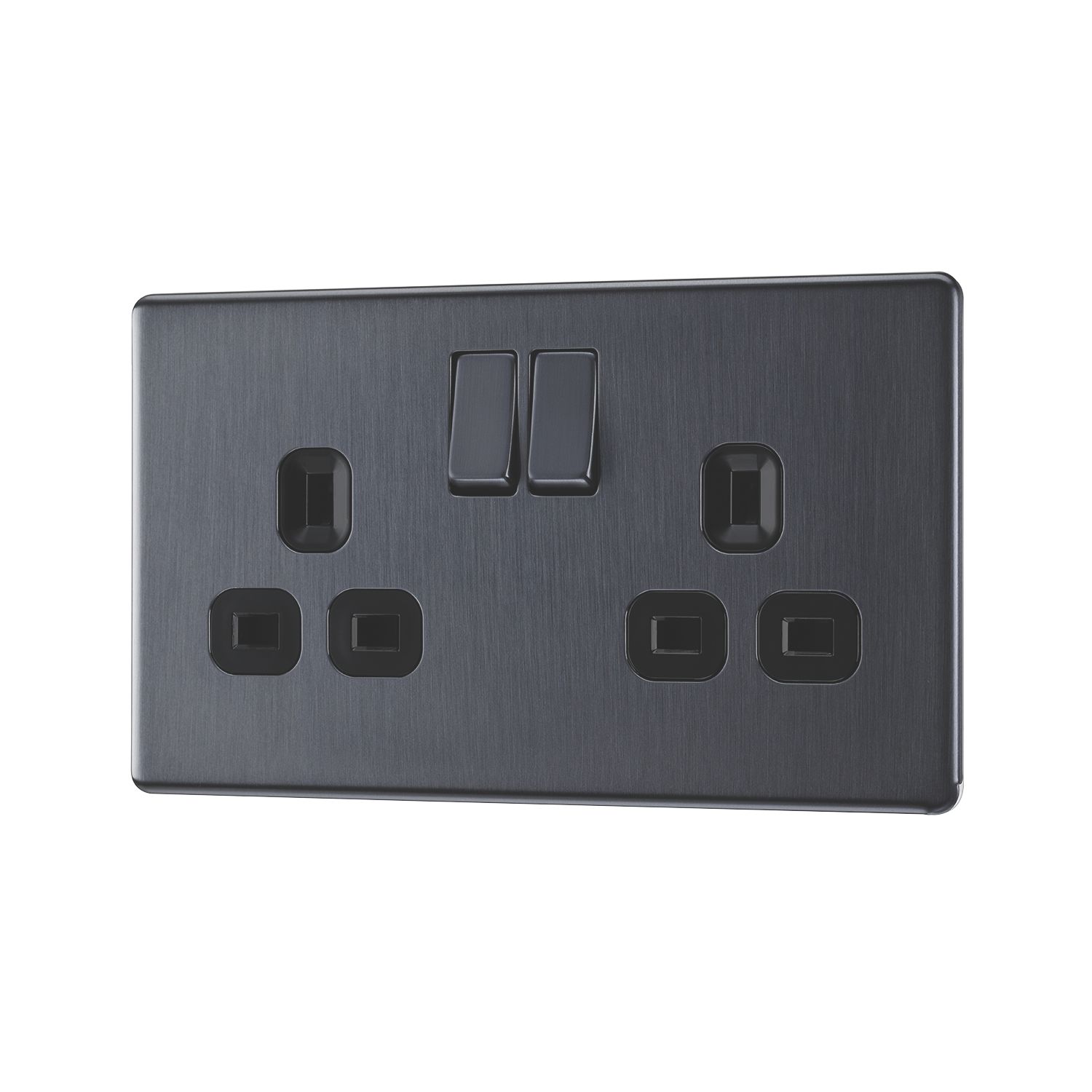 LAP 13A 2-Gang DP Switched Power Sockets Slate Grey with Black Inserts 5 Pack (362KJ)