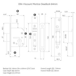 ERA  Satin Silver Euro Deadlock 61mm Case - 44mm Backset