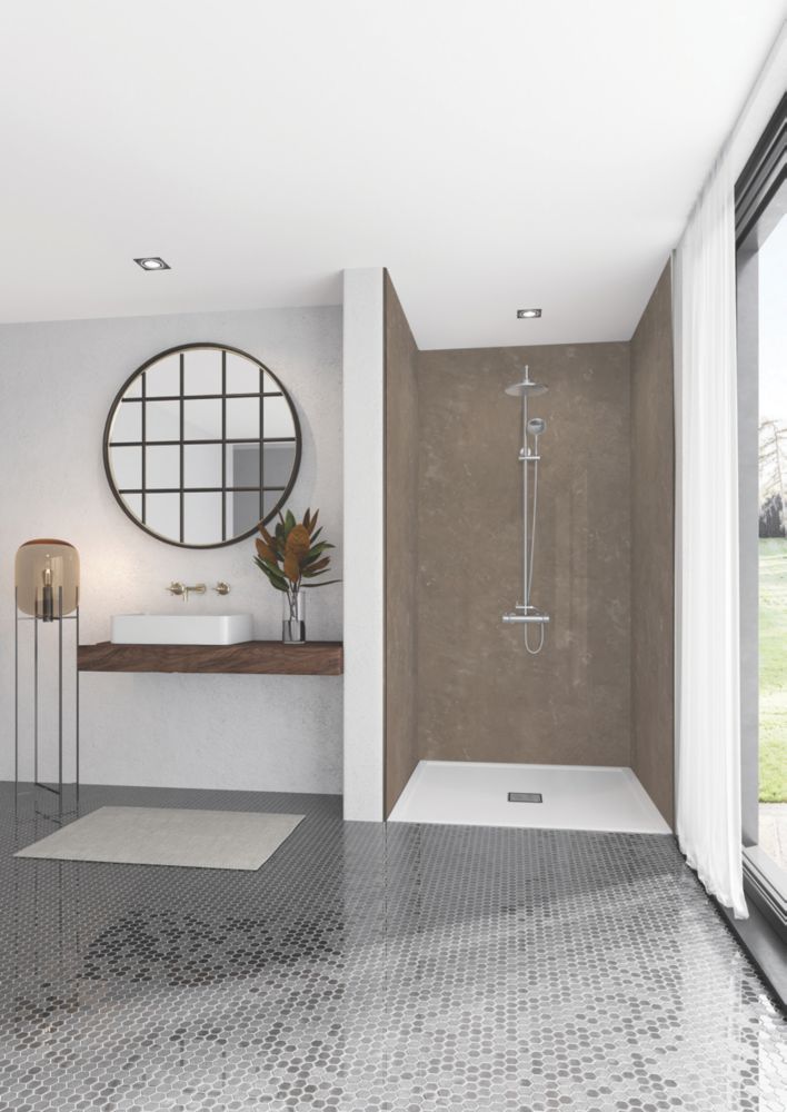 Splashwall Mandorla Bathroom Wall Panel Stone Brown 600mm x 2420mm x 10mm