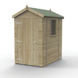 Forest Timberdale 4' 6" x 6' 6" (Nominal) Apex Tongue & Groove Timber Shed with Base & Assembly