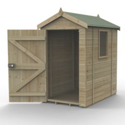 Forest Timberdale 4' 6" x 6' 6" (Nominal) Apex Tongue & Groove Timber Shed with Base & Assembly