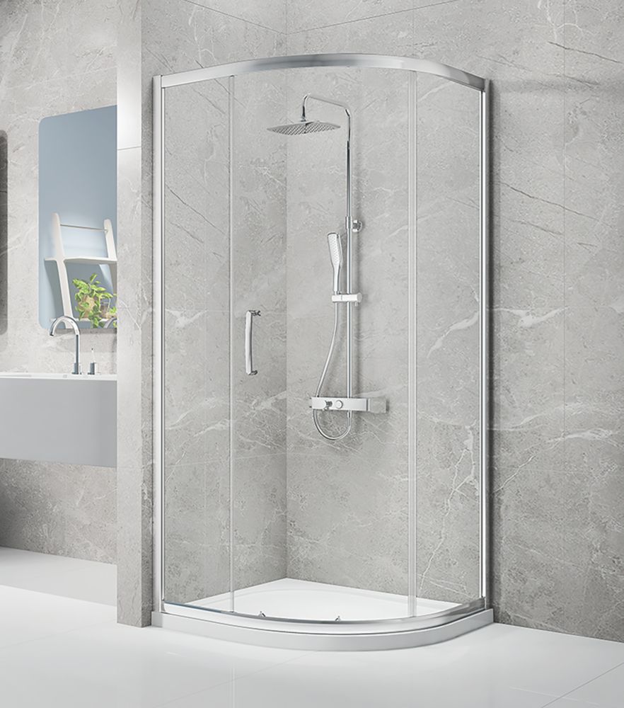 NRG Offset Quadrant Shower Enclosure Corner Entry Sliding Door Easy Clean Glass - 1200mmx800mm Chrome