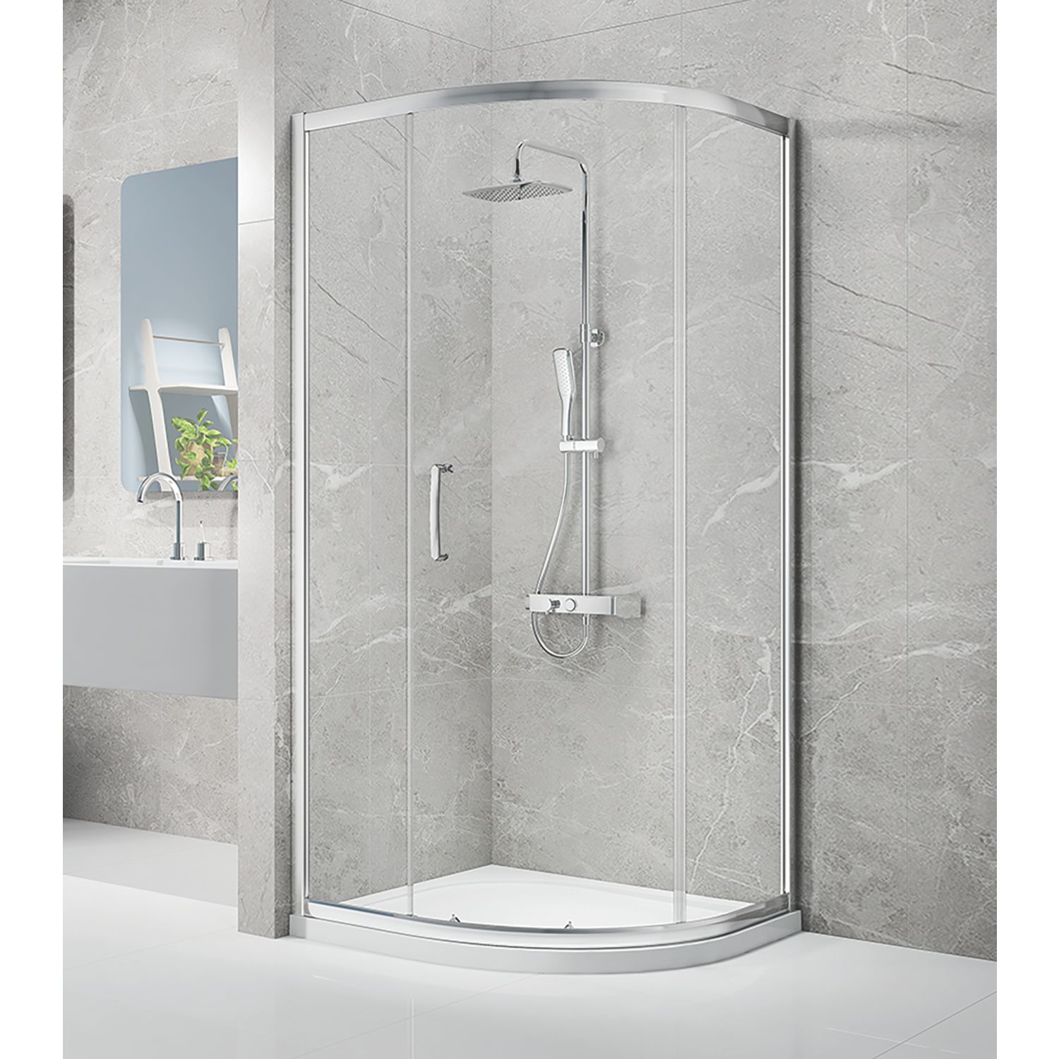 Triton Neo Eight Framed Offset Quadrant Shower Enclosure Chrome 1200mm x 800mm x 1900mm (362TK)