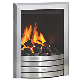 Be Modern Design Brushed Steel Rotary Control Inset Gas Manual Fire 510mm x 173mm x 605mm
