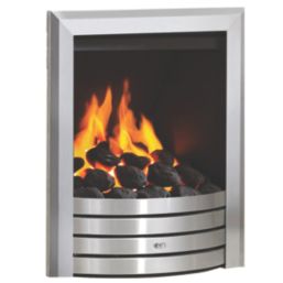 Be Modern Design Brushed Steel Rotary Control Inset Gas Manual Fire 510mm x 173mm x 605mm