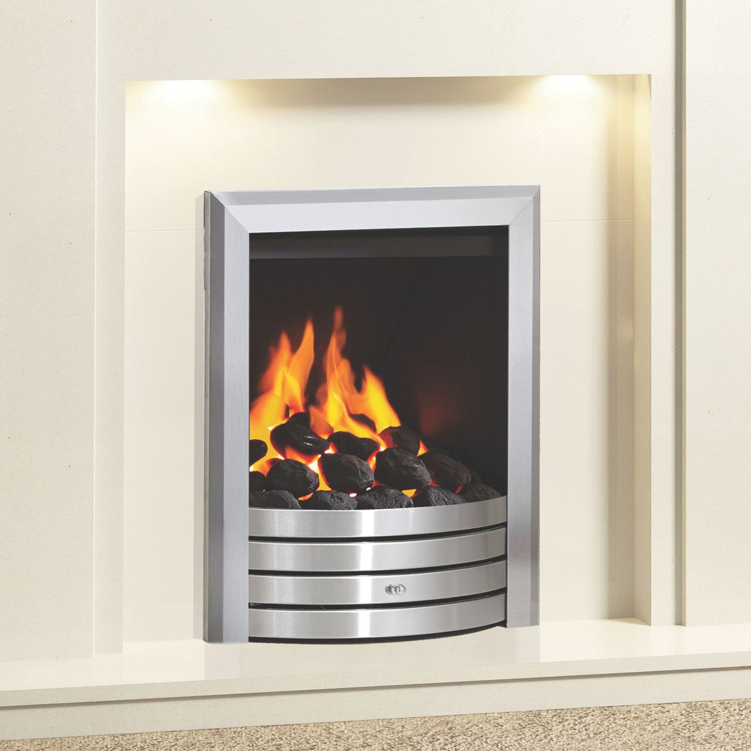 Be Modern Design Brushed Steel Rotary Control Inset Gas Manual Fire 510mm x 173mm x 605mm (362TT)