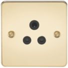 Knightsbridge  5A 1-Gang Unswitched Socket Polished Brass with Black Inserts