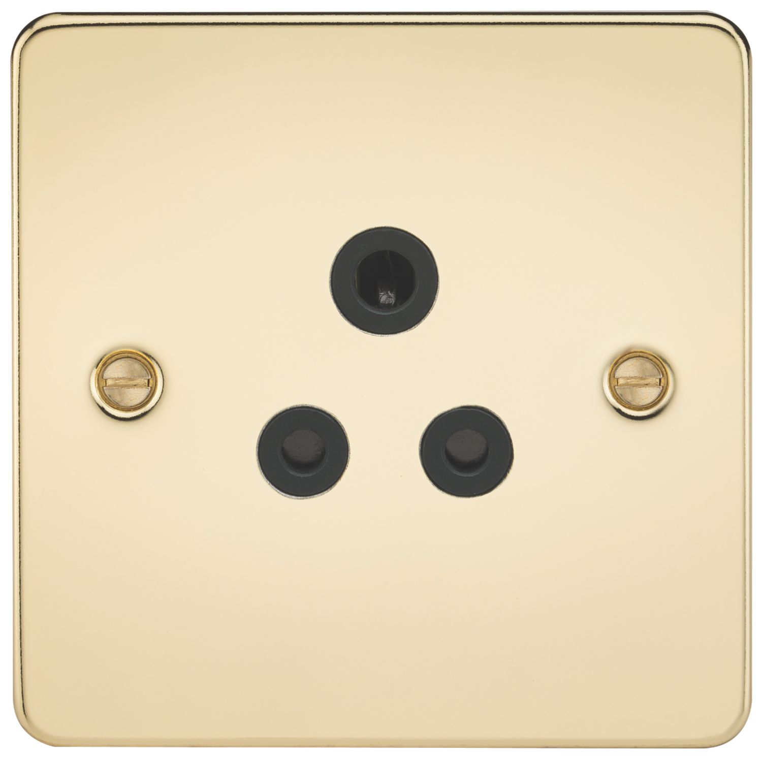 Knightsbridge 5A 1-Gang Unswitched Socket Polished Brass with Black Inserts (362TX)