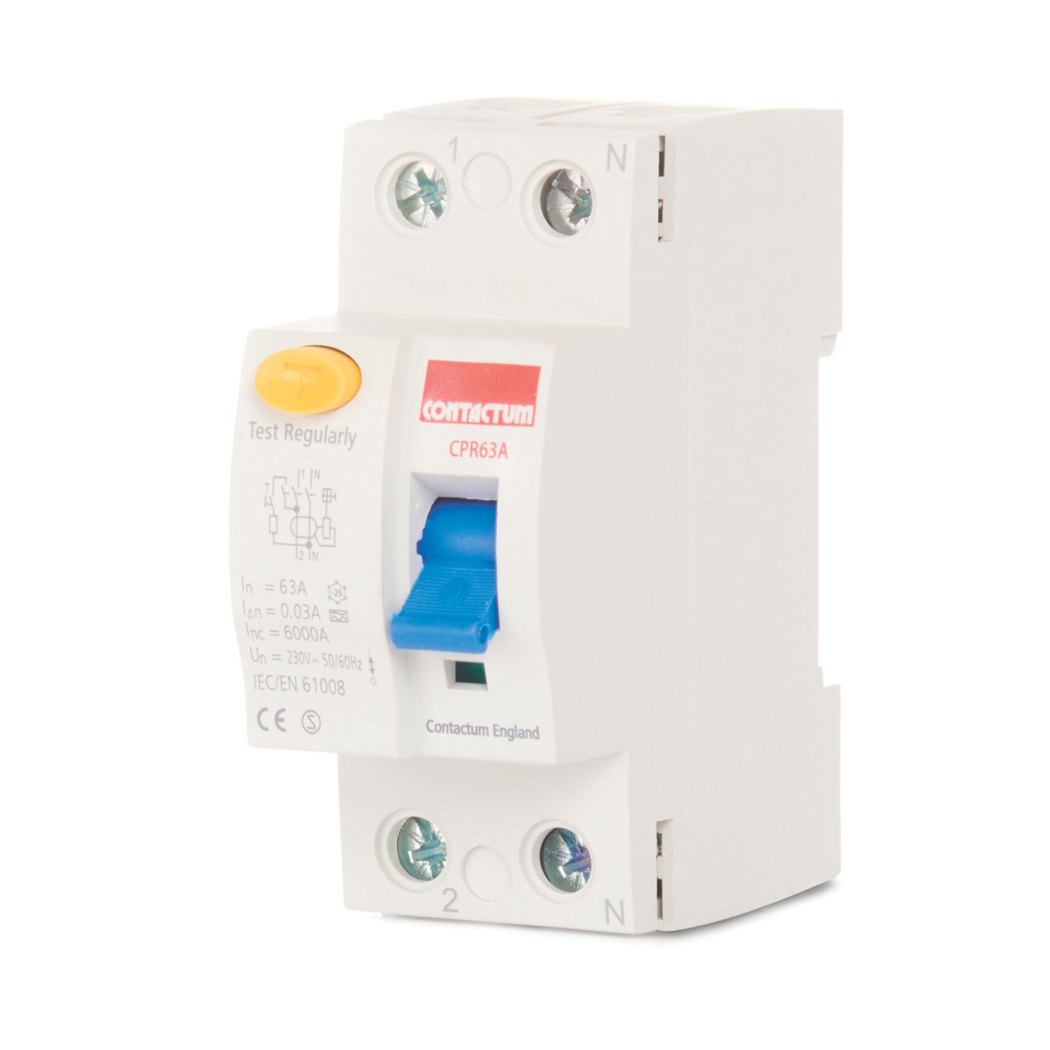 Contactum Defender 63A 30mA DP A Curve RCD (363HA)