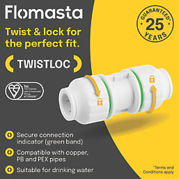 Flomasta Twistloc Plastic Push-Fit Equal Straight Coupler 10mm