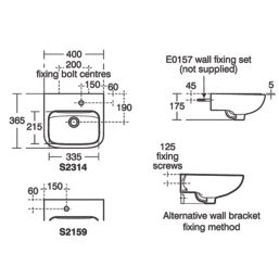 Armitage Shanks Portman 21 Wash Basin 1 Tap Hole 400mm
