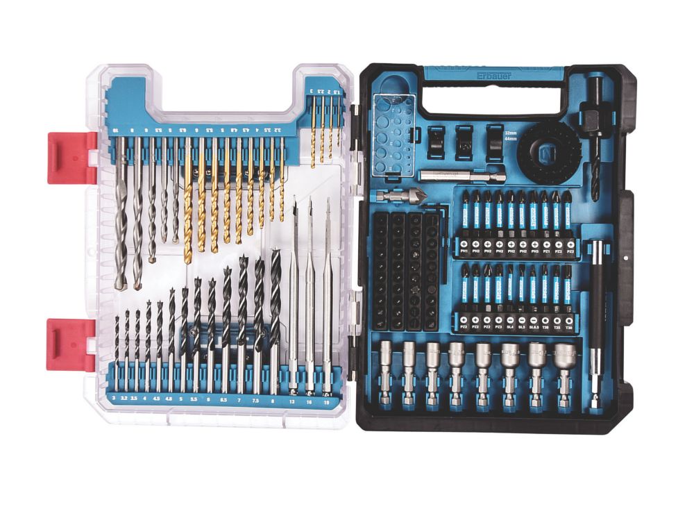 Erbauer 1/4 Hex Shank Mixed Impact Screwdriver Bit Set 113 Pieces