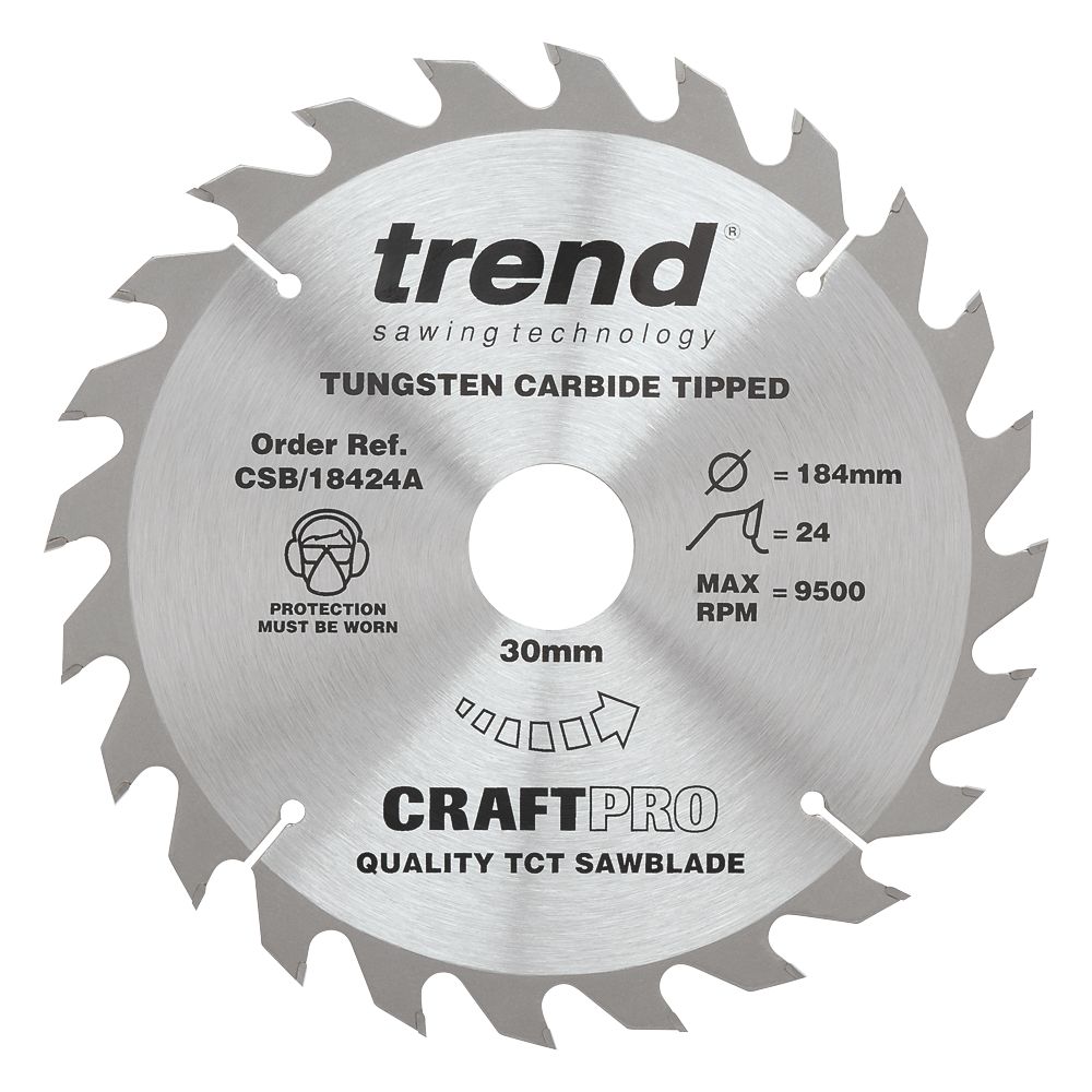 Trend CraftPro Wood/Chipboard/MDF Circular Saw Blade 184mm x 30mm 24T