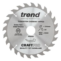 Trend CraftPro Wood/Chipboard/MDF Circular Saw Blade 184mm x 30mm 24T