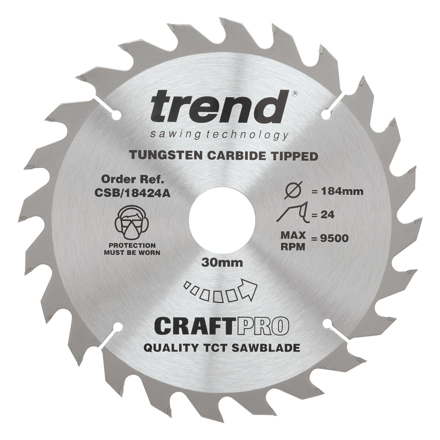 Trend CSB/18424A Wood/Chipboard/MDF Circular Saw Blade 184mm x 30mm 24T (363PX)