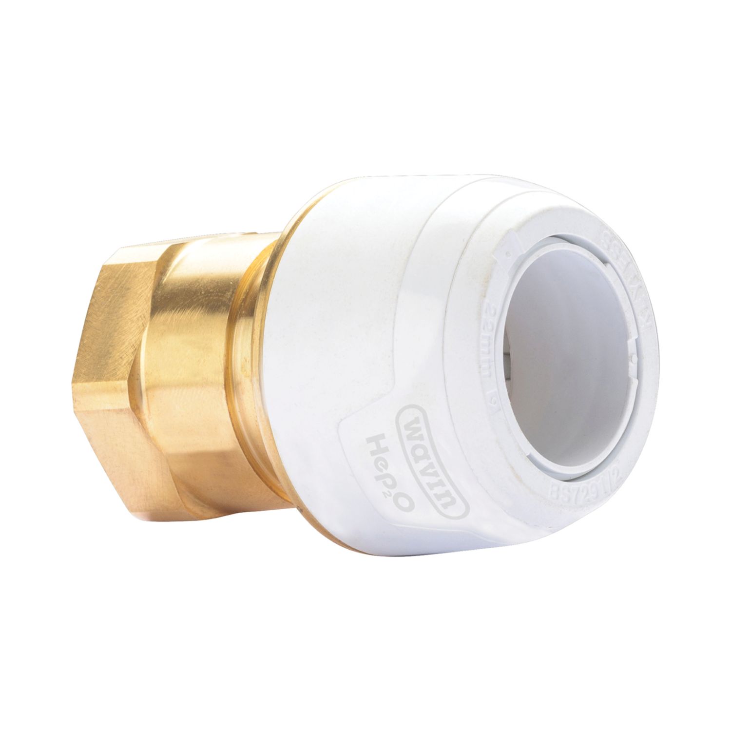 Hep2O Plastic Push-Fit Adapting Keyless Female Coupler 22mm x 3/4" (363RE)