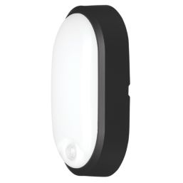 4lite Pylus Outdoor Oval LED Bulkhead Wall Light With PIR Sensor Black 12.5W 1100lm