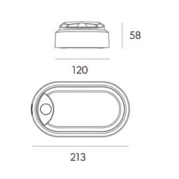 4lite Pylus Outdoor Oval LED Bulkhead Wall Light With PIR Sensor Black 12.5W 1100lm