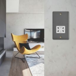 Varilight  2-Gang Dual Voltage Shaver Socket 115 / 230V Graphite Grey with White Inserts