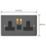 Varilight  13A 2-Gang SP Switched Socket + 3A 45W 2-Outlet Type C USB Charger Graphite Grey with Black Inserts
