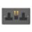 Varilight  13A 2-Gang SP Switched Socket + 3A 45W 2-Outlet Type C USB Charger Graphite Grey with Black Inserts