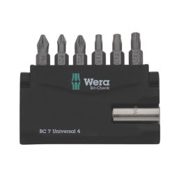 Wera Bit-Check 7 Universal 4 1/4" Hex Shank Mixed Bit Set 7 Pieces