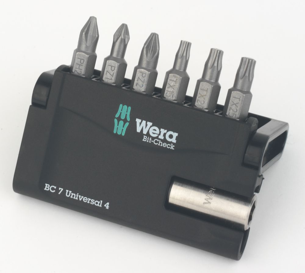 Wera BitCheck 7 Universal 4 1/4" Hex Shank Mixed Bit Set 7 Pieces