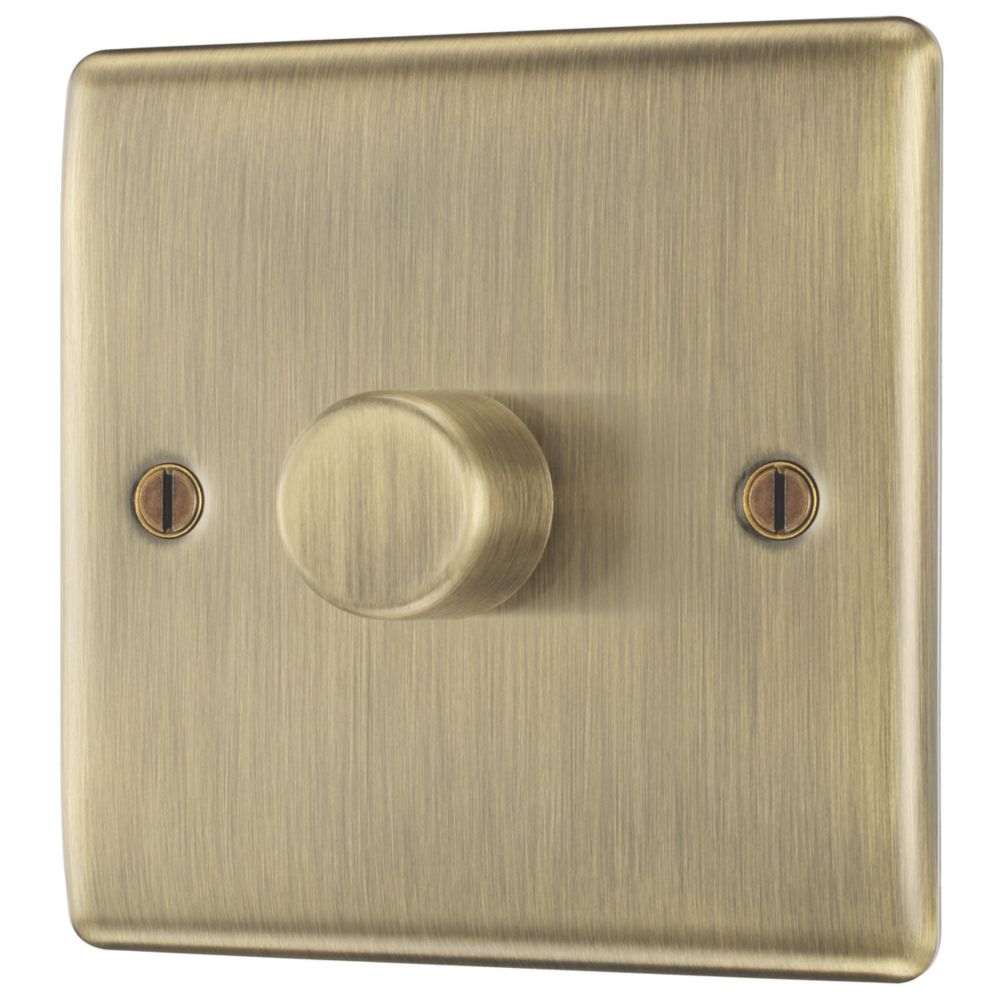 British General Nexus Metal 1-Gang 2-Way LED Dimmer Switch  Antique Brass