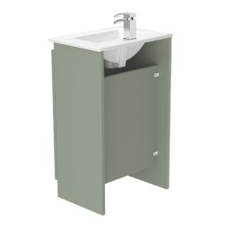 Newland  Double Door Floor Standing Vanity Unit with Basin Matt Sage Green 500mm x 370mm x 840mm