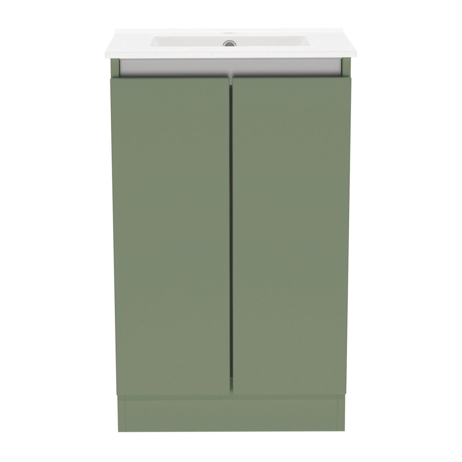 Newland Double Door Floor Standing Vanity Unit with Basin Matt Sage Green 500mm x 370mm x 840mm (364RN)