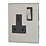 Contactum Lyric 13A 1-Gang DP Switched Socket Outlet Brushed Steel  with Black Inserts