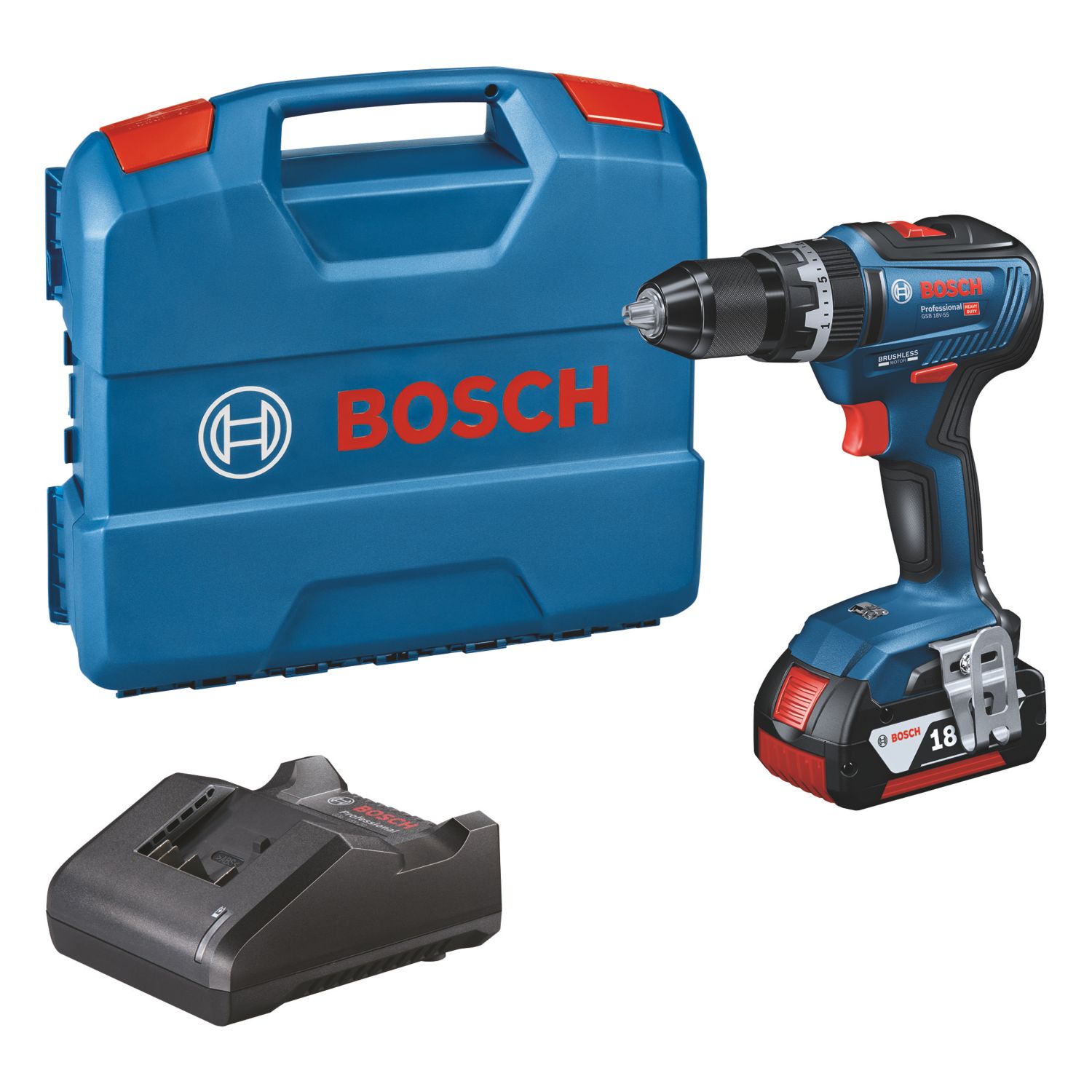 Bosch GSB 18V-55 18V 1 x 4.0Ah Li-Ion CoolPack Brushless Cordless Combi Drill (364VN)