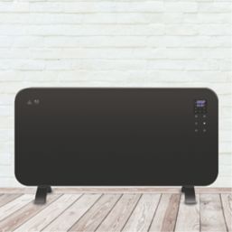 TCP Freestanding or Wall-Mounted Smart Wi-Fi Glass Panel Heater Black 1.5kW  - Screwfix