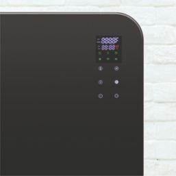 TCP Freestanding or Wall-Mounted Smart Wi-Fi Glass Panel Heater Black 1.5kW  - Screwfix