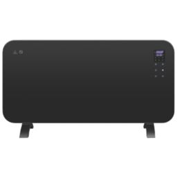 TCP Freestanding or Wall-Mounted Smart Wi-Fi Glass Panel Heater Black 1.5kW  - Screwfix